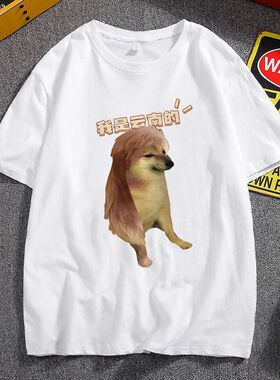 夏季新款短袖t恤学生恶搞柴犬狗子Cheems男女情侣T表情包定制衣服