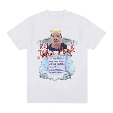 R.I.P John Pork Humor Pig欧美创意趣味搞笑图案印花定制T恤男女