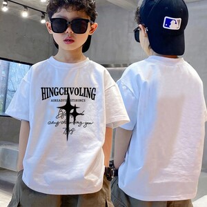 纯棉童装男童印花短袖t恤夏装儿童中大童男孩衣服宽松百搭定制T恤