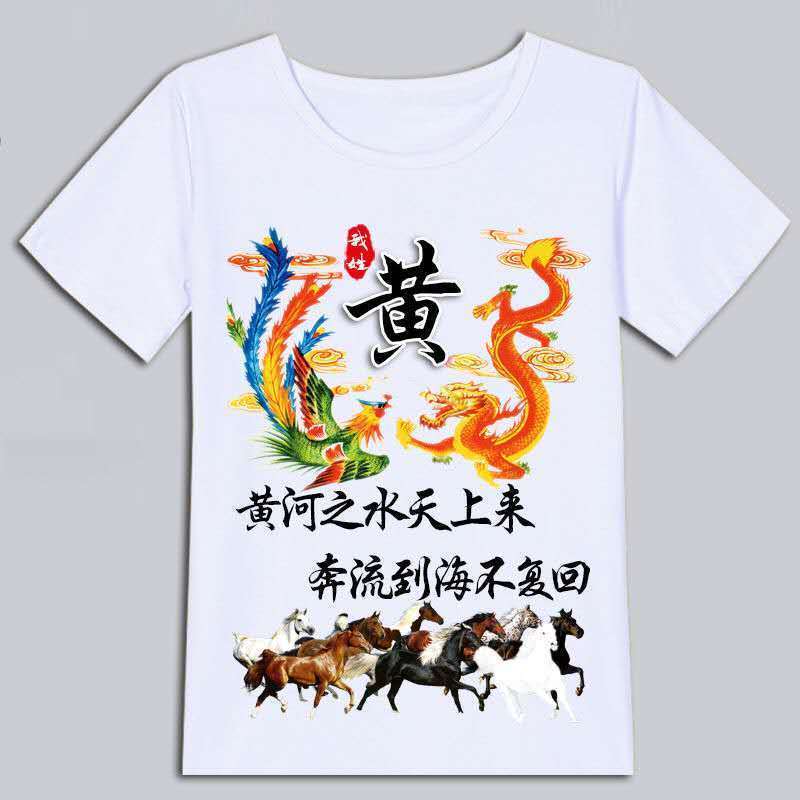 中国风百家姓氏龙凤呈祥T恤