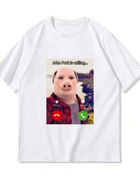 John Pork Is Calling T Shirt约翰·波克正在打电话趣味短袖T恤