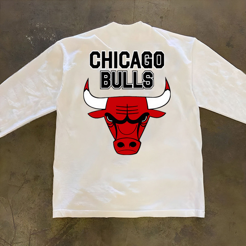 芝加哥公牛球衣运动篮球短袖T恤训练休闲圆领长袖t恤定制百搭上衣