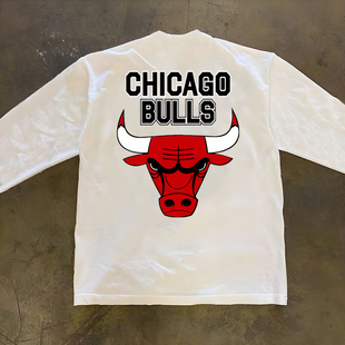 芝加哥公牛球衣运动篮球短袖T恤训练休闲圆领长袖t恤定制百搭上衣