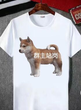 2025新款短袖t恤学生夏季恶搞站岗柴犬Cheems狗子衣服男女情侣T恤