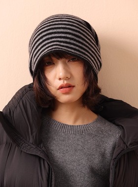 日韩秋冬纯羊毛简约冷帽街头时尚百搭高级感时髦套头帽个性堆堆帽