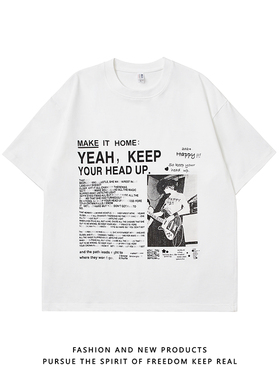 tachiism店新品韩版NOTUGLY高街宽松字母人物印花F2CE短袖T恤