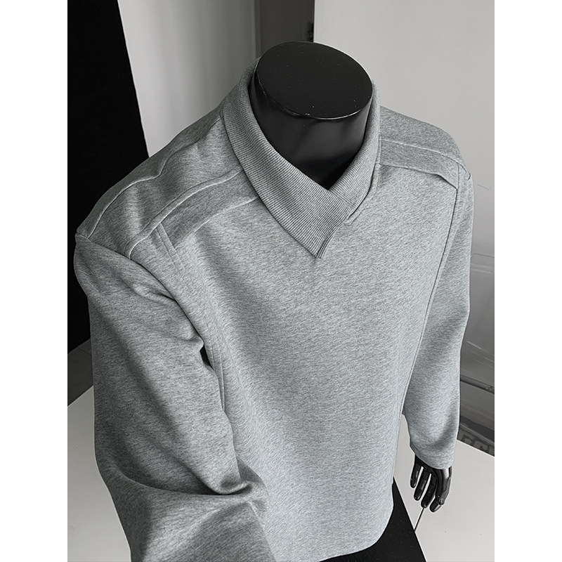 NOT UGLY叁佰TTBRO新品420g重磅曼巴棉不规则翻领大码卫衣T恤