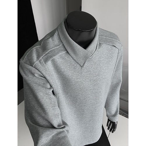 NOT UGLY叁佰TTBRO新品420g重磅曼巴棉不规则翻领大码卫衣T恤