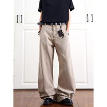 NOT UGLY店铺叁佰TTBRO田尼克工作室美式水洗褶皱垂感弯刀牛仔裤