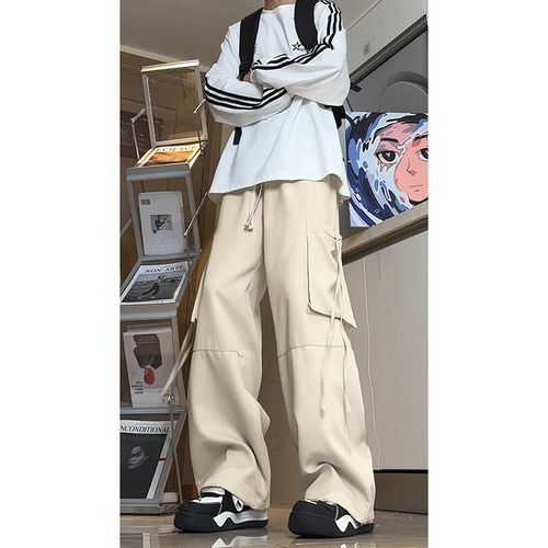 tachiism店2024新品韩版时尚青少年个性潮流纯色直筒工装裤