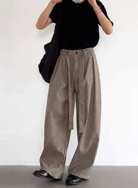 NICE LOOSE潮流新品青少年个性休闲裤子男生韩版格子宽松百搭西裤