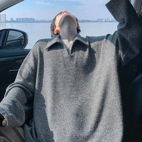 OaOO线上店铺叁佰TTBRO潮V领麦穗纹理感翻领NOT UGLY大码长袖T恤