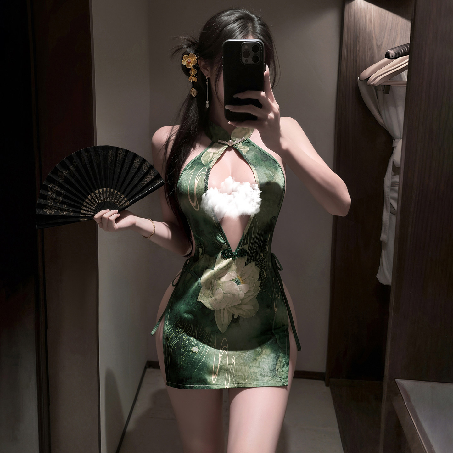 霏慕谜姬娇柔映月深V露背旗袍睡裙女2026新款夏季性感睡衣独特qq