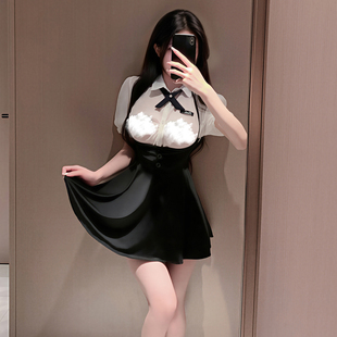 霏慕前胸抽褶透身学院风睡裙女2025新款 性感睡衣轻熟御姐约会 秋季