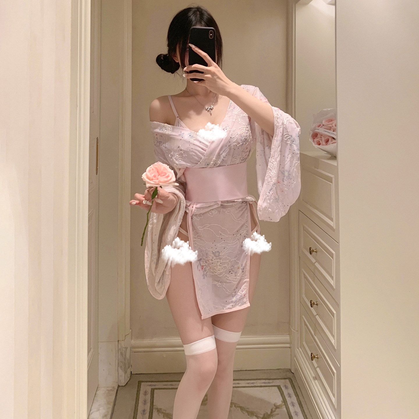 霏慕和风美人侧开诱情睡裙女2026新款夏季性感睡衣纯欲风吊带氛围
