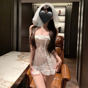 霏慕一字透纱花蔓蕾丝新娘装 性感短裙子连身裙qq 连衣裙女2025新款