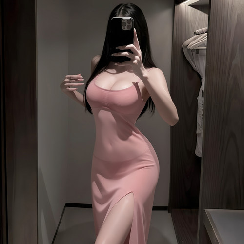 霏慕侧开衩纯欲吊带睡裙女2026