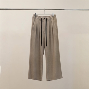 WIDE 人造丝混纺条纹轻量宽松抽绳长裤 EASY 26SS PANTS ANCELLM