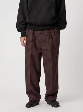 Steven Alan Check 2 Pleat Dress Trousers25AW羊毛格纹双褶西裤