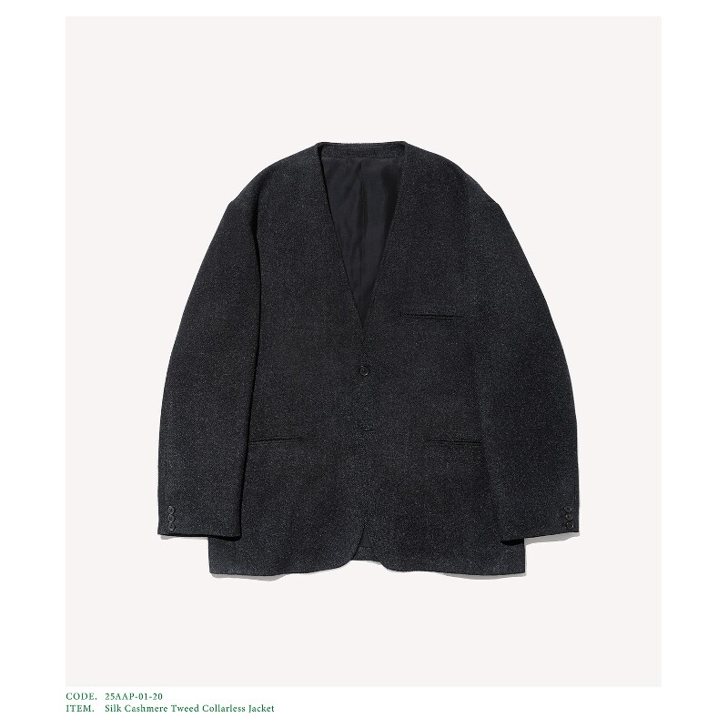 A.PRESSE Silk Cashmere TweedJacket25AW真丝羊绒粗花呢无领夹克