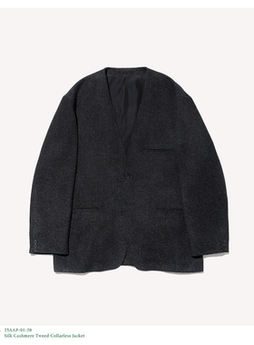 A.PRESSE Silk Cashmere TweedJacket25AW真丝羊绒粗花呢无领夹克