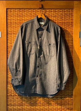 HERILL Black chambray Work shirt 25AW 黑色青年布两袋工装衬衫