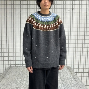 Fair 复古鸭子提花宽松羊毛圆领针织衫 Isle 25AW Duck Unlikely