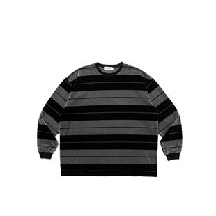 T恤 COOTIE BORDER 25SS 光泽感丝绒宽松条纹长袖 TEE VELOUR