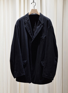 COMOLI black drill jacket 25SS 复古水洗褪色斜纹布西装夹克