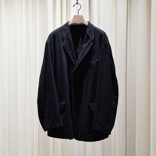 复古水洗褪色斜纹布西装 COMOLI 夹克 25SS jacket black drill