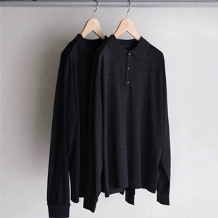 BATONER WOOL POLO LONG SLEEVE 25AW 精梳纯羊毛宽松长袖衬衫