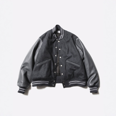 Unlikely羊毛皮袖宽松棒球夹克