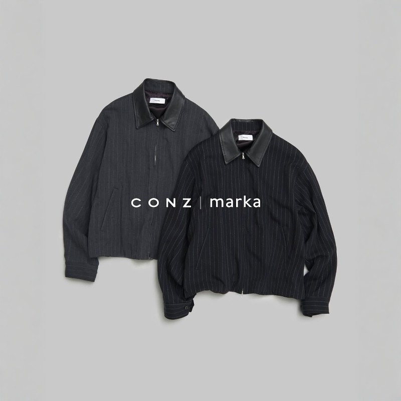 marka × CONZ SPORTS JACKET 25AW 联名条纹羊毛皮领运动夹克