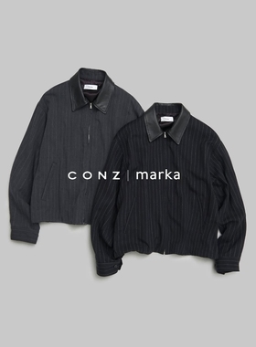 marka × CONZ SPORTS JACKET 25AW 联名条纹羊毛皮领运动夹克