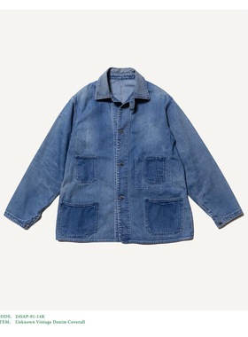 APRESSE Vintage Denim Coverall 24SS 复古水洗污渍四袋牛仔夹克