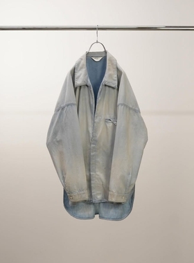 ANCELLM AGING CHAMBRAY LONG SHIRT 25AW 复古青年布V领长款衬衫