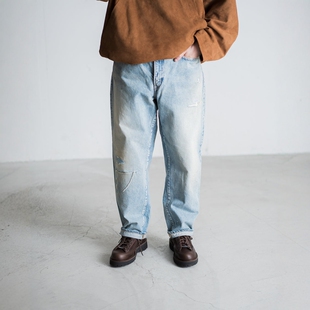 ANACHRONORM 80's WIDE REMAKED 5P PANTS24AW刀割破坏五袋牛仔裤