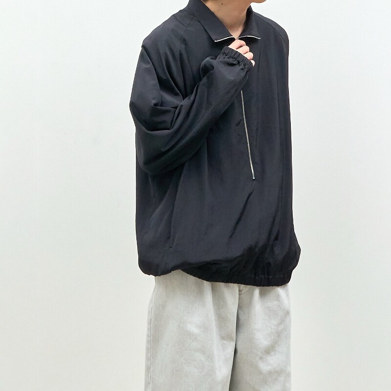 YOKE真丝尼龙半拉链套头衫夹克