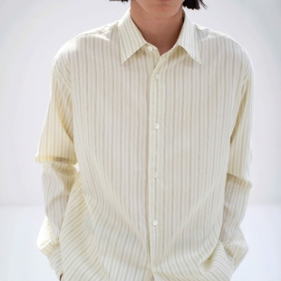 AURALEE COTTON SILK STRIPE SHIRT 26SS 长绒棉丝混纺竖条纹衬衫