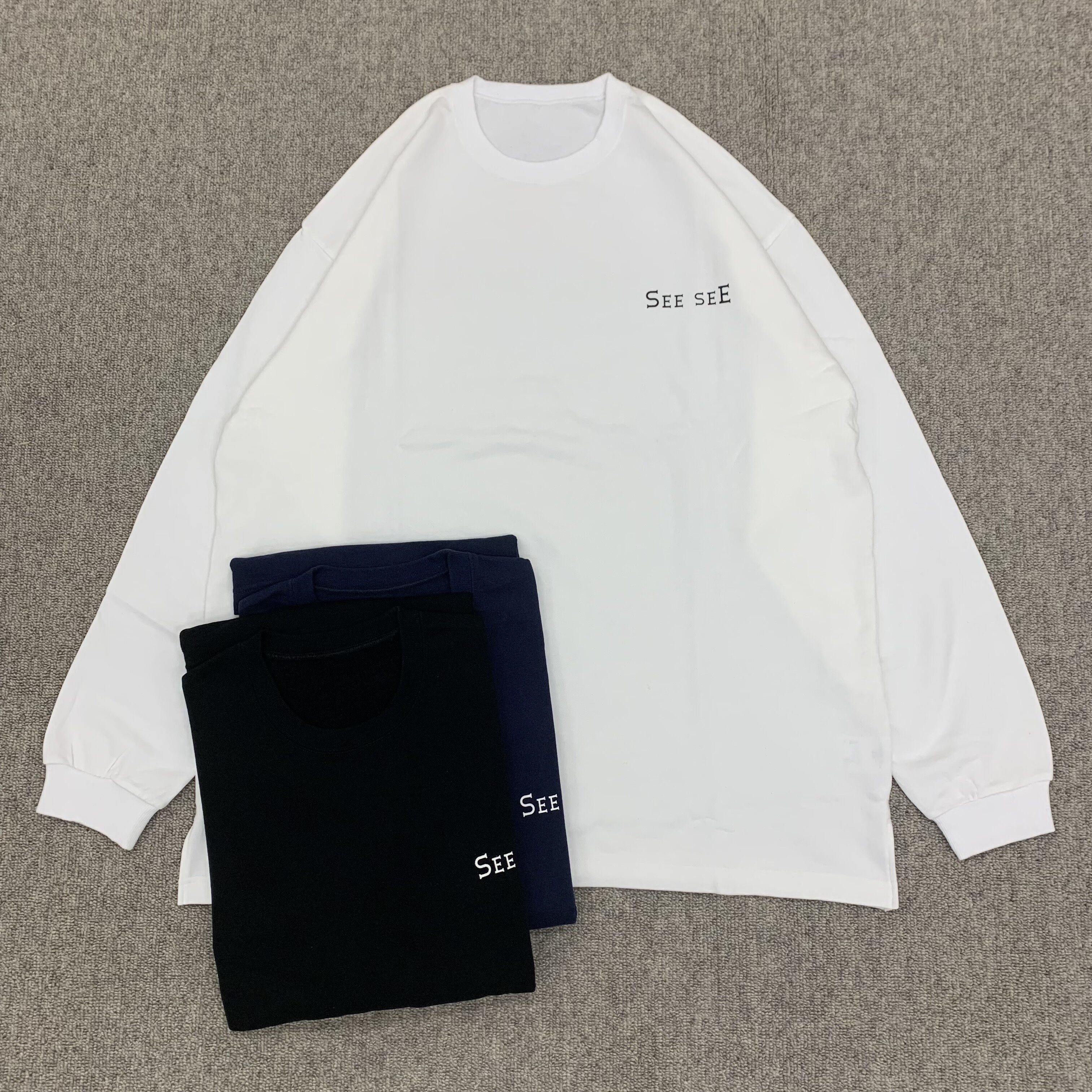 现货折扣 SEE SEE CRAFT L/S TEE 22AW 复古印花纯棉宽松长袖T恤
