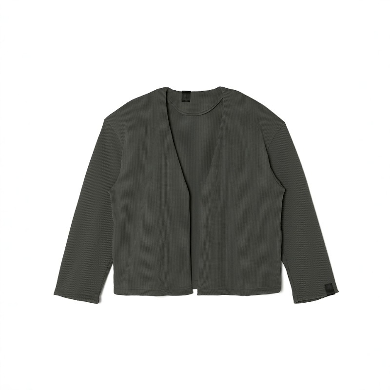 N.HOOLYWOOD COLLARLESS BLOUSON 25SS 日产宽松华夫格开衫外套