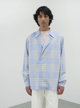 AURALEE WASHED TYPEWRITER CHECK SHIRT 25SS埃及棉格纹套头衬衫