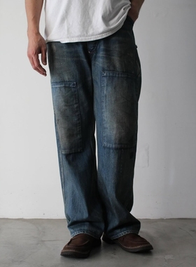 BOWWOW REPAIRED DENIM WORK PANTS 25AW 复古做旧补丁工装牛仔裤