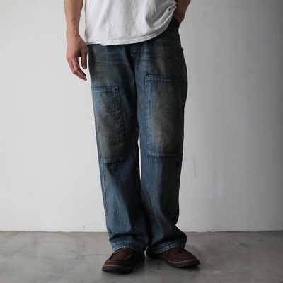 BOWWOW复古做旧补丁工装牛仔裤