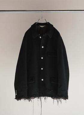 ANCELLM TWEED CRASH JACKET 24AW 做旧下摆破坏毛呢工装大衣夹克