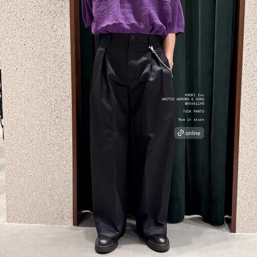 KHOKI TUCK PANTS UAS限定 26SS 宽松褶裥斜纹棉纯色休闲裤