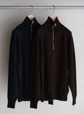 BATONER ALPACA KURUMI TENJIKU ZIP 25AW 仔羊驼毛半拉链针织衫