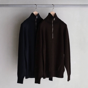 BATONER ALPACA KURUMI TENJIKU ZIP 25AW 仔羊驼毛半拉链针织衫