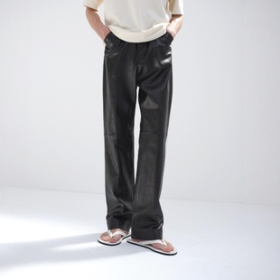 AURALEE TEXTURED LAMB LEATHER PANTS 26SS 植鞣羊皮休闲西裤