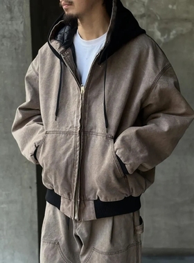 N.HOOLYWOOD HOODIE BLOUSON 25AW 做旧染色帆布绗缝拉链连帽夹克